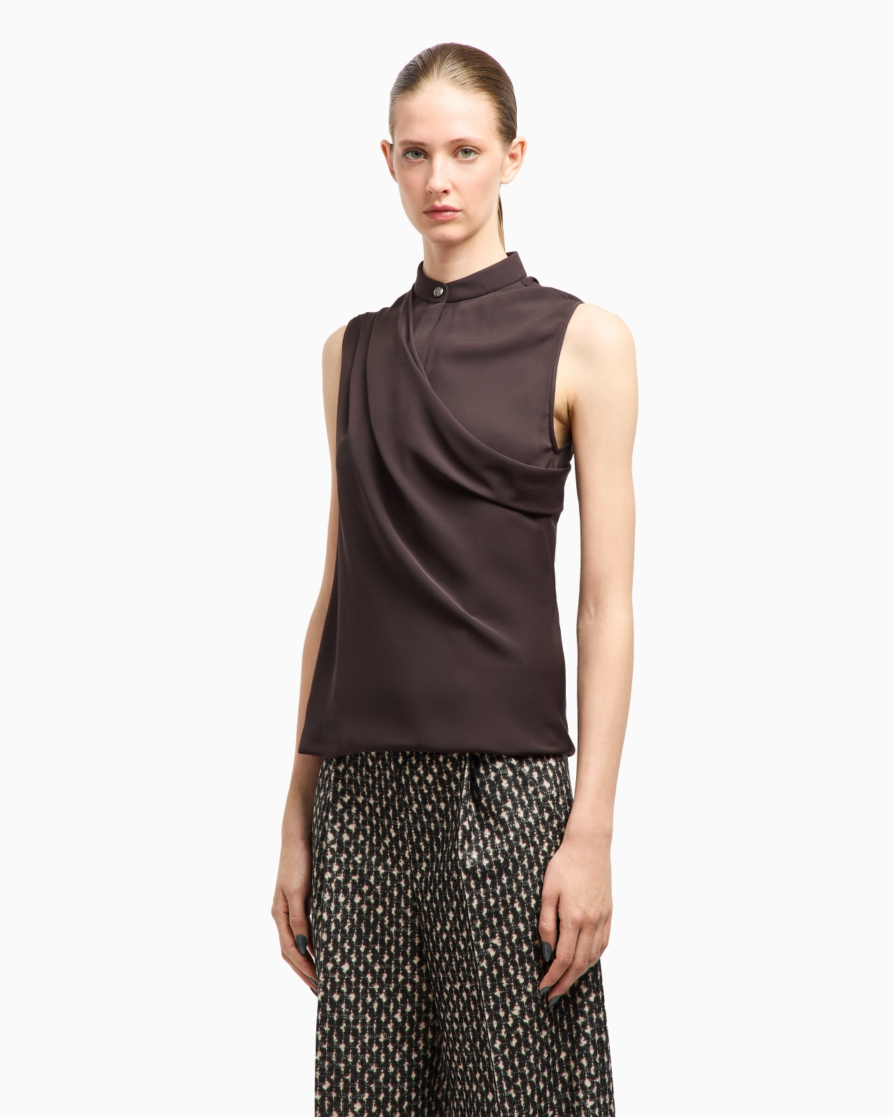 DRAPED TOP IN TRIPLE SILK GEORGETTE - 4
