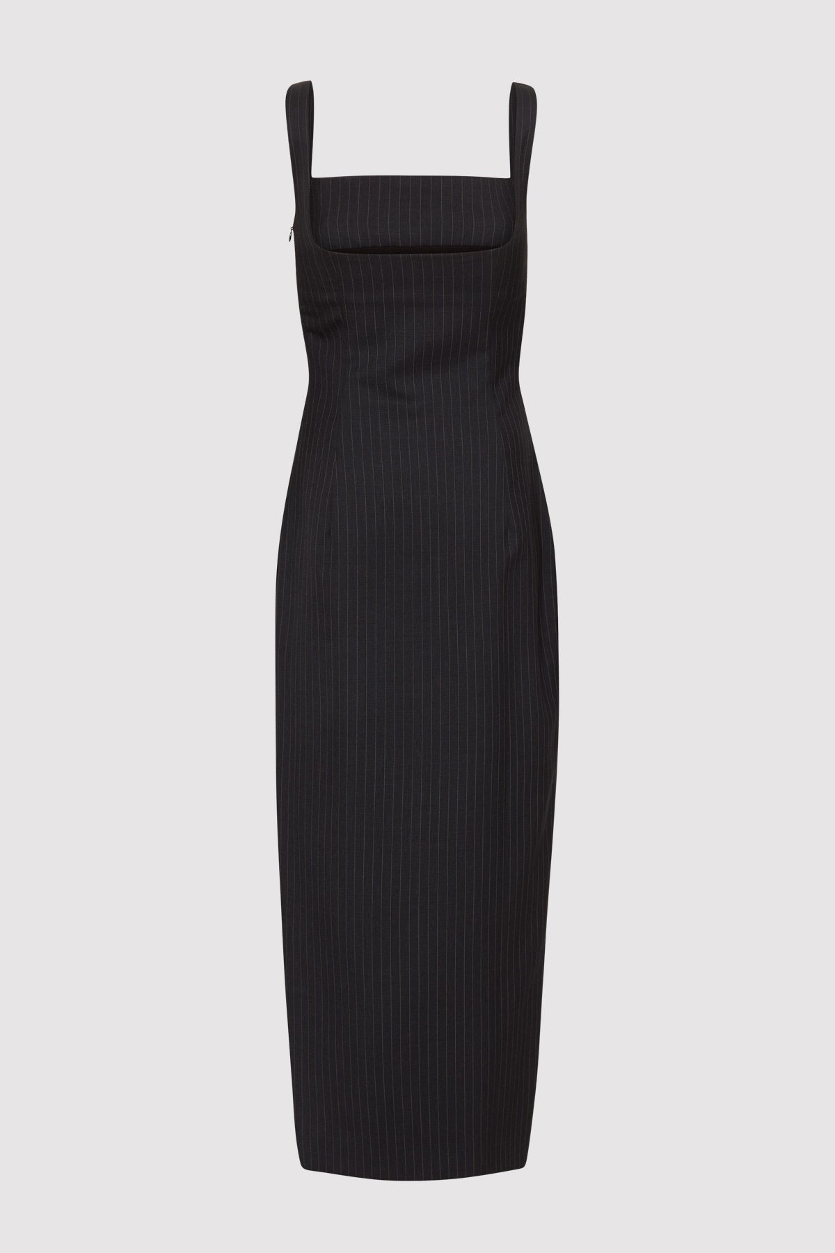 Pinstripe Midi Dress - Black - 7