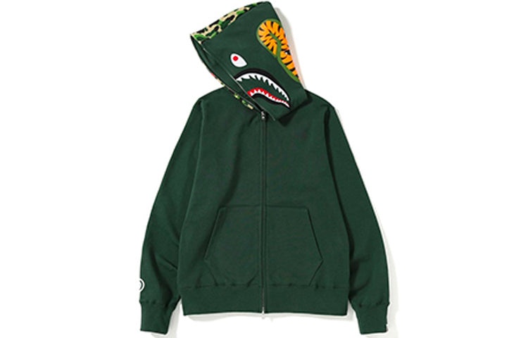 A Bathing Ape Shark Camo Full Zip Hoodie 'Forest Green' BAPE-SS19-4 - 3