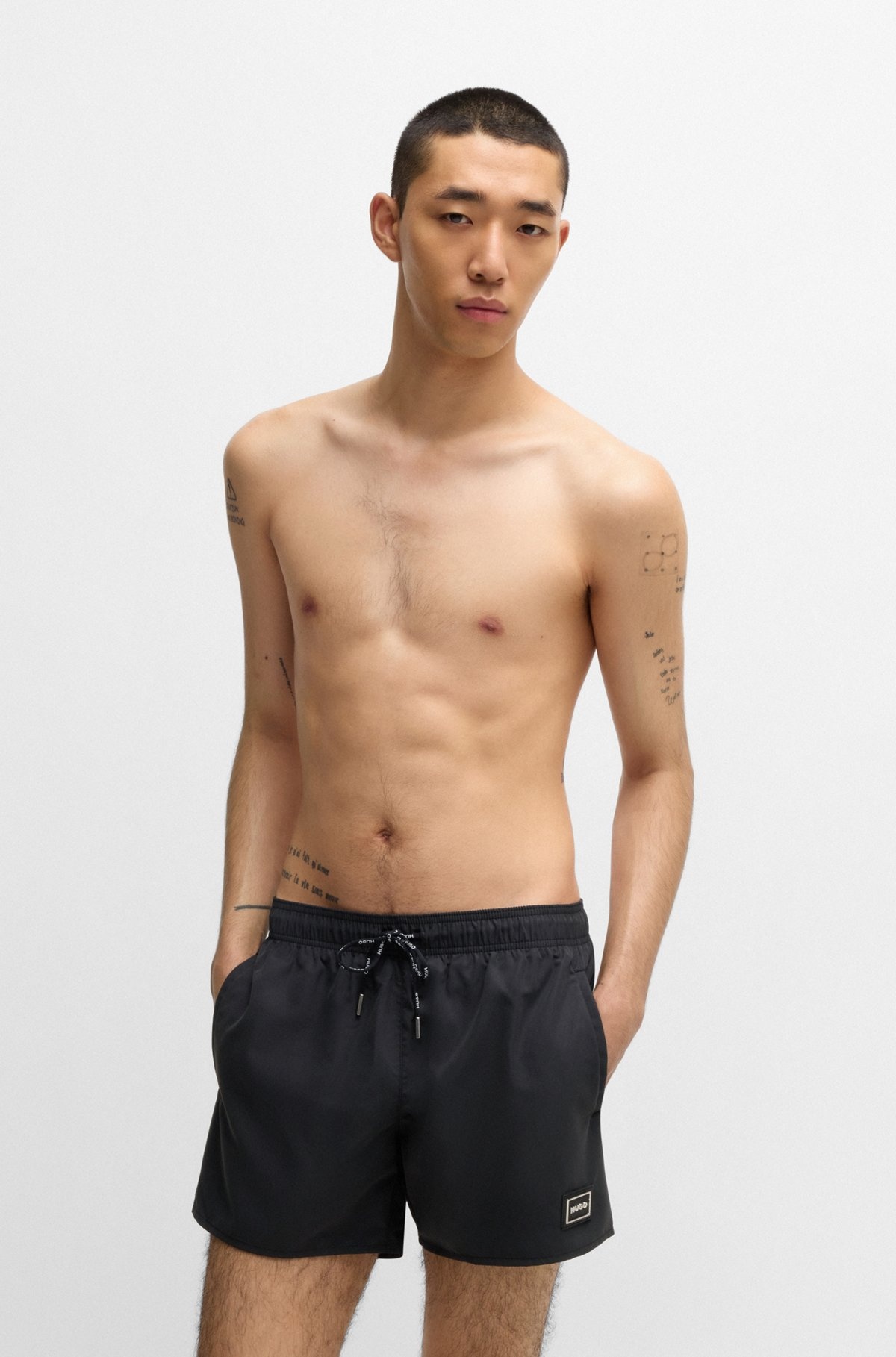 FULLY LINED SWIM SHORTS WITH LOGO DETAIL - 2