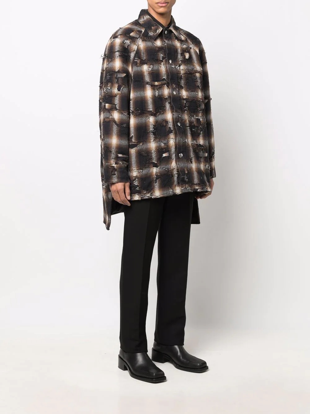 plaid high-low coat - 3