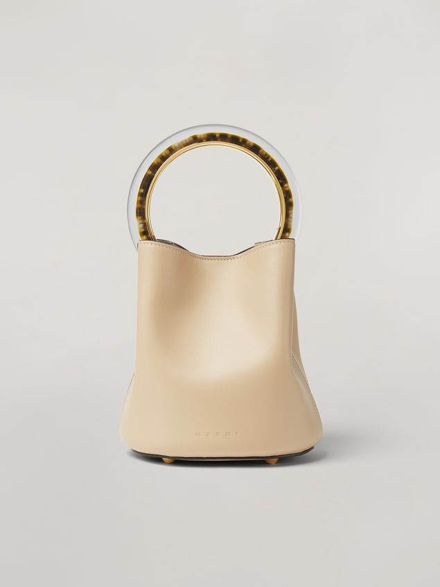 PANNIER BAG IN CALF LEATHER WITH RESIN AND METAL HANDLE WHITE - 1