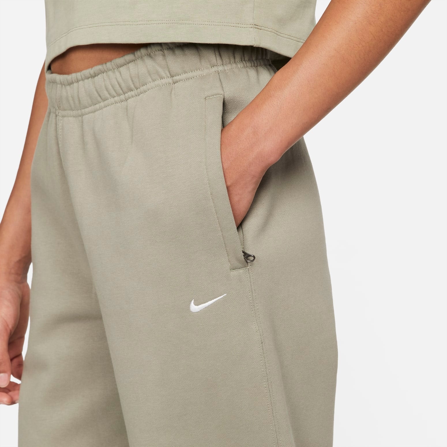 (WMNS) Nike Solo Swoosh Sweatpants 'Light Army Olive' CW5565-320 - 3