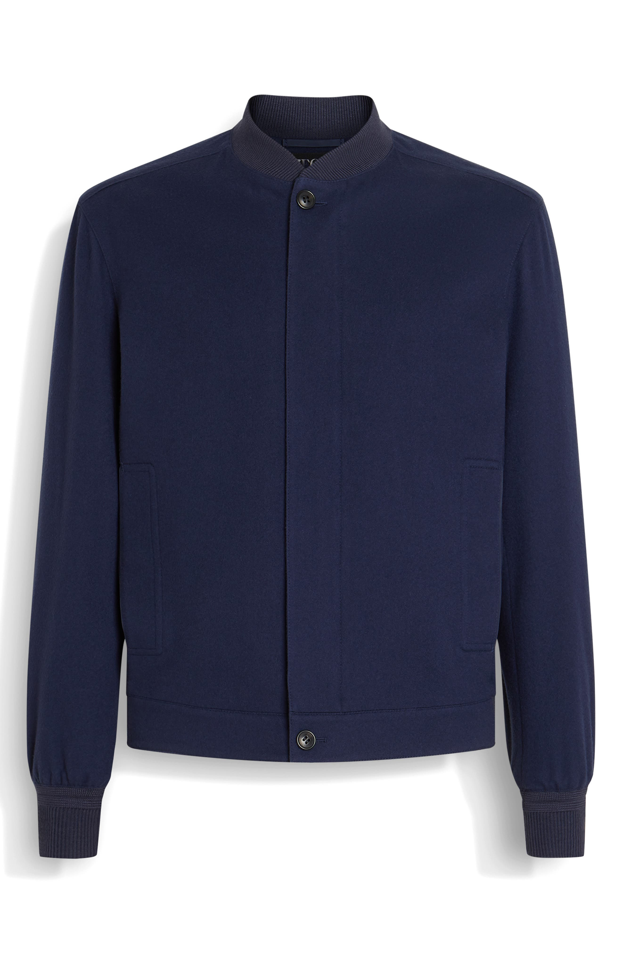 ZEGNA Water Repellent Elements Oasi Cashmere Bomber Jacket in Ink Blue at Nordstrom - 4