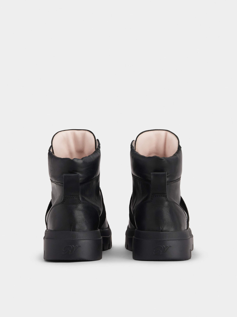 Walky Viv' Lace Up Strass Buckle Booties in Leather 5