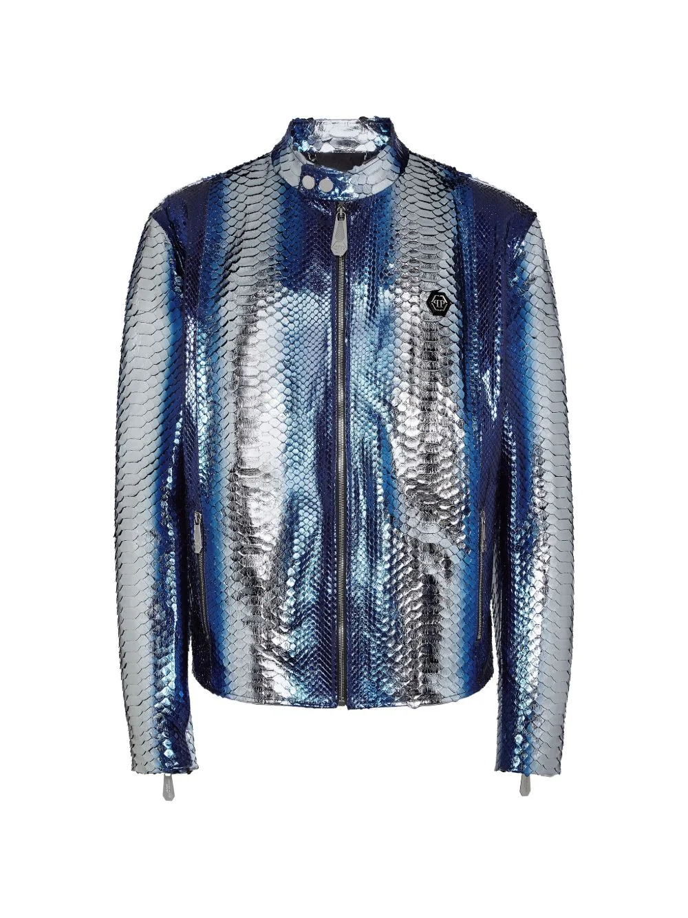 python-leather biker jacket - 1