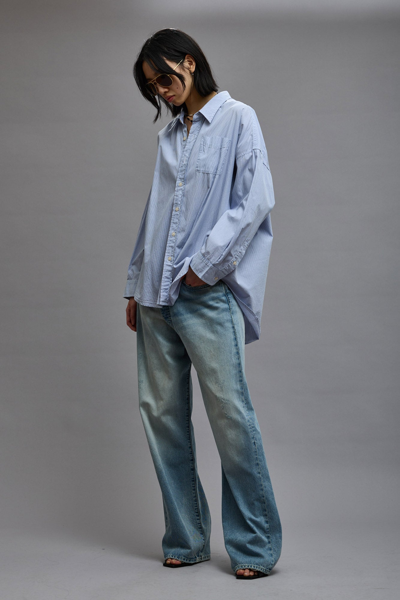 Drop Neck Oxford Shirt | R13 Denim Official Site - 5