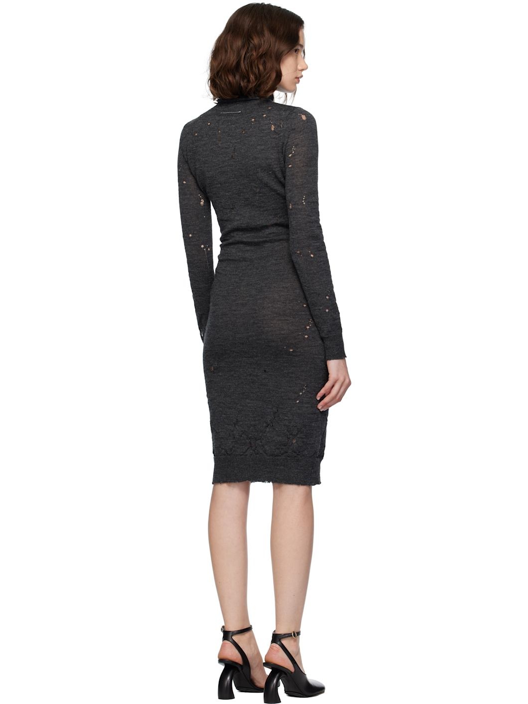 Gray Turtleneck Midi Dress - 3
