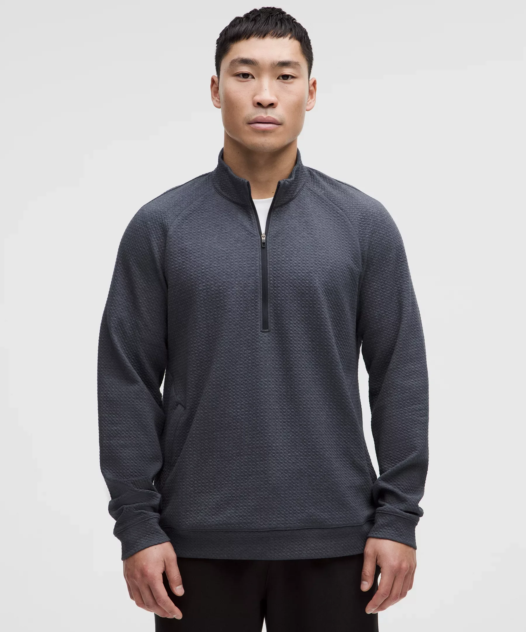 Textured Double-Knit Cotton Half Zip - 1