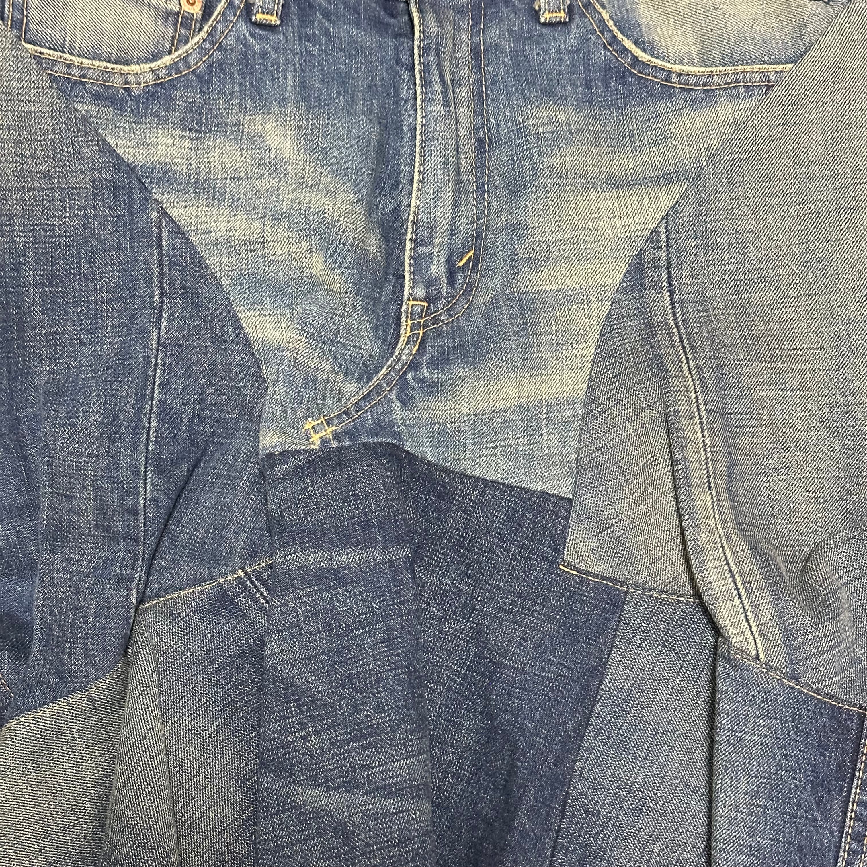 JUNYA WATANABE Fall Winter 2013 Denim Patchwork Mermaid Midi Skirt - 4