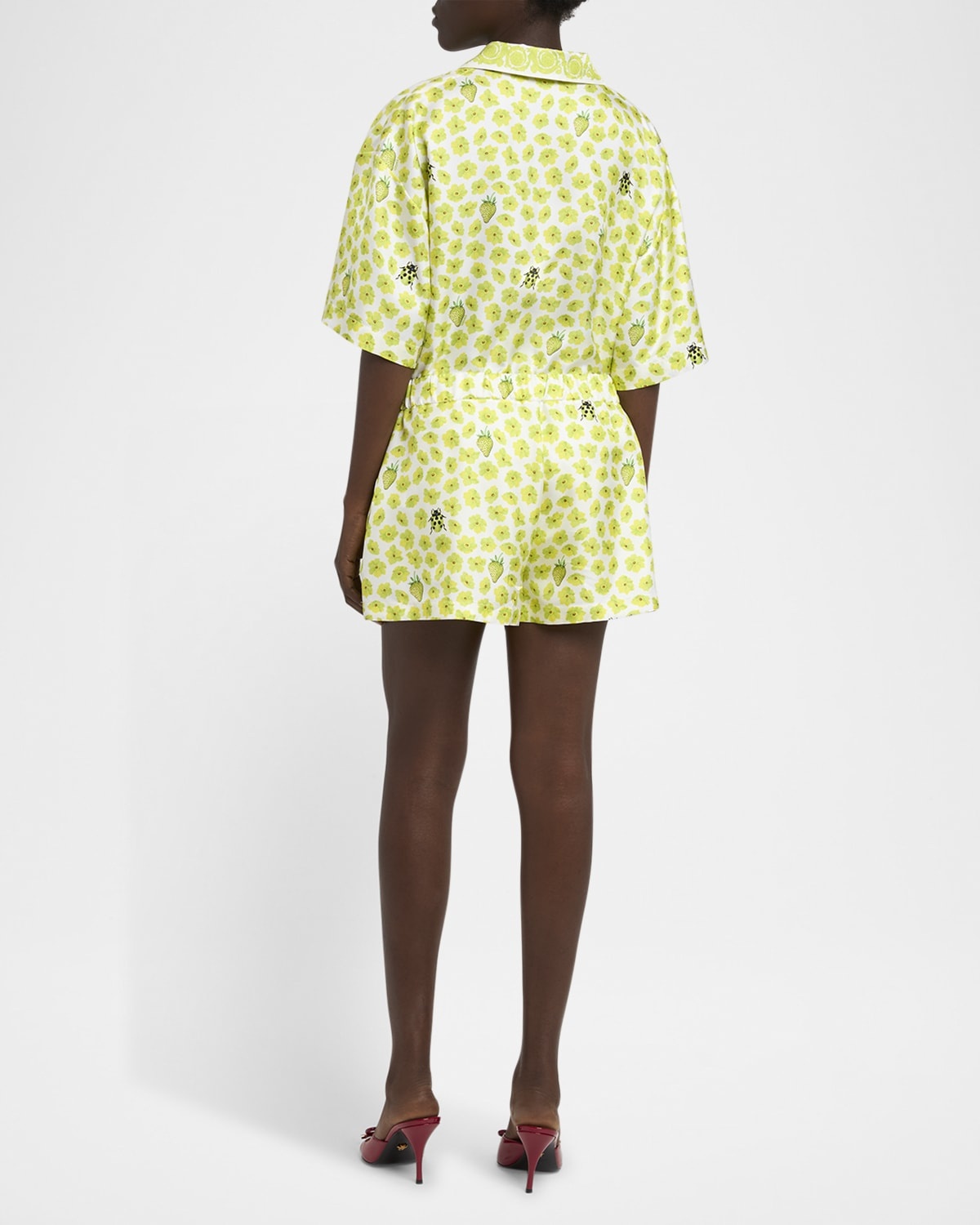 VERSACE Strawberry Garden Silk Twill Shorts | neimanmarcus