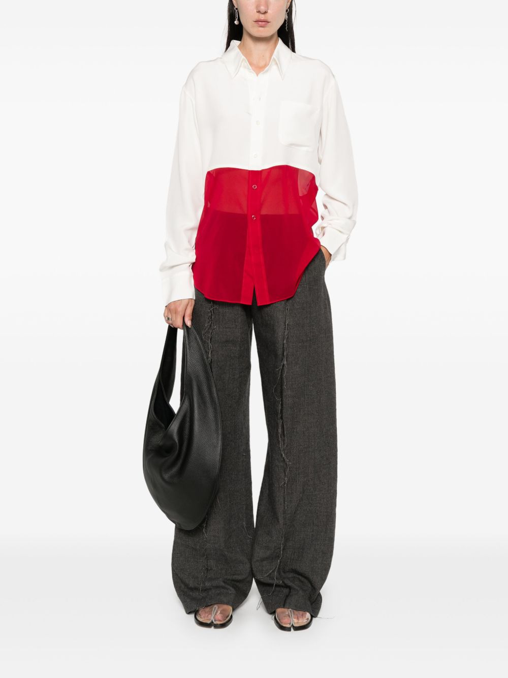 colour-block silk shirt - 2
