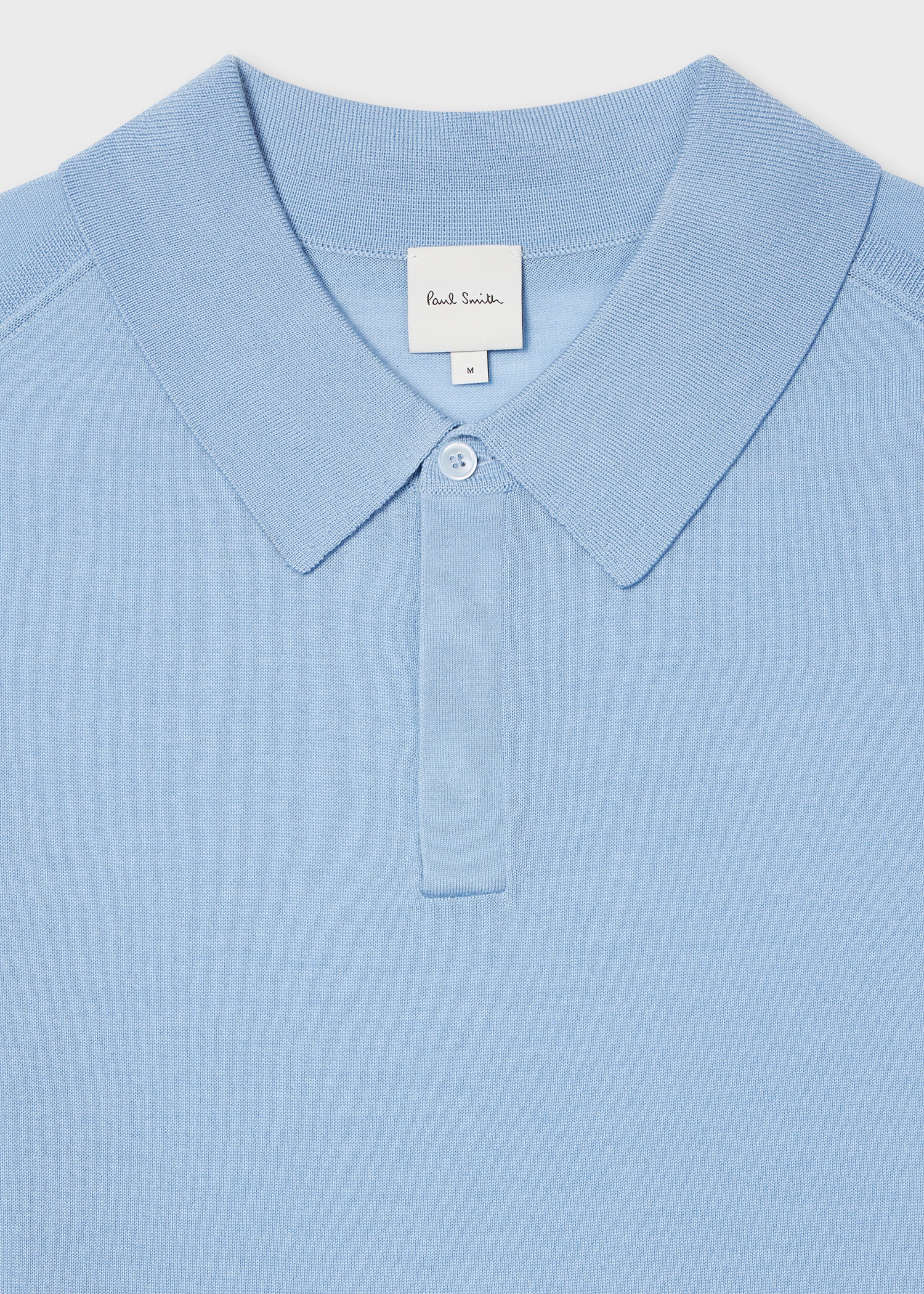 Light Blue Merino Wool Short Sleeve Polo Shirt - 2