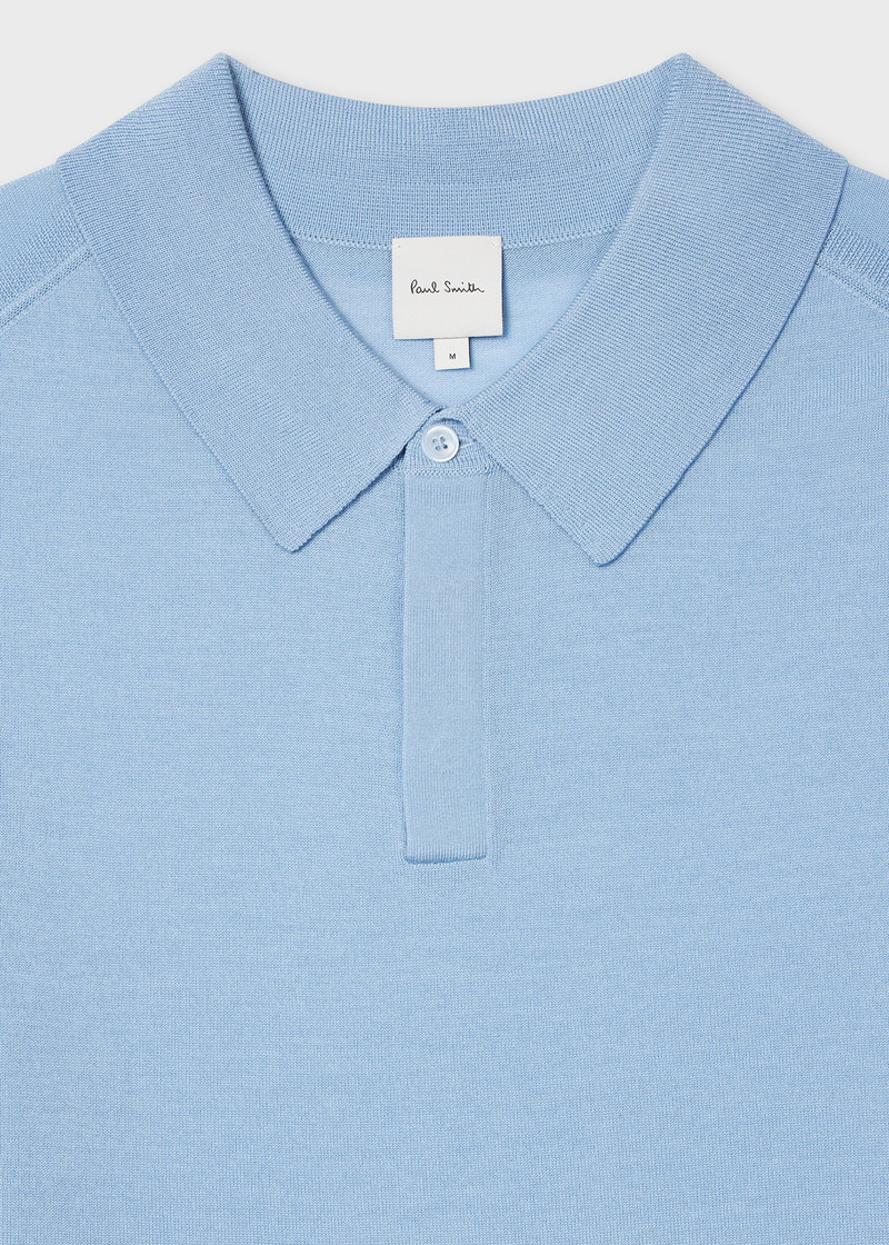 Paul Smith Light Blue Merino Wool Short Sleeve Polo Shirt outlook