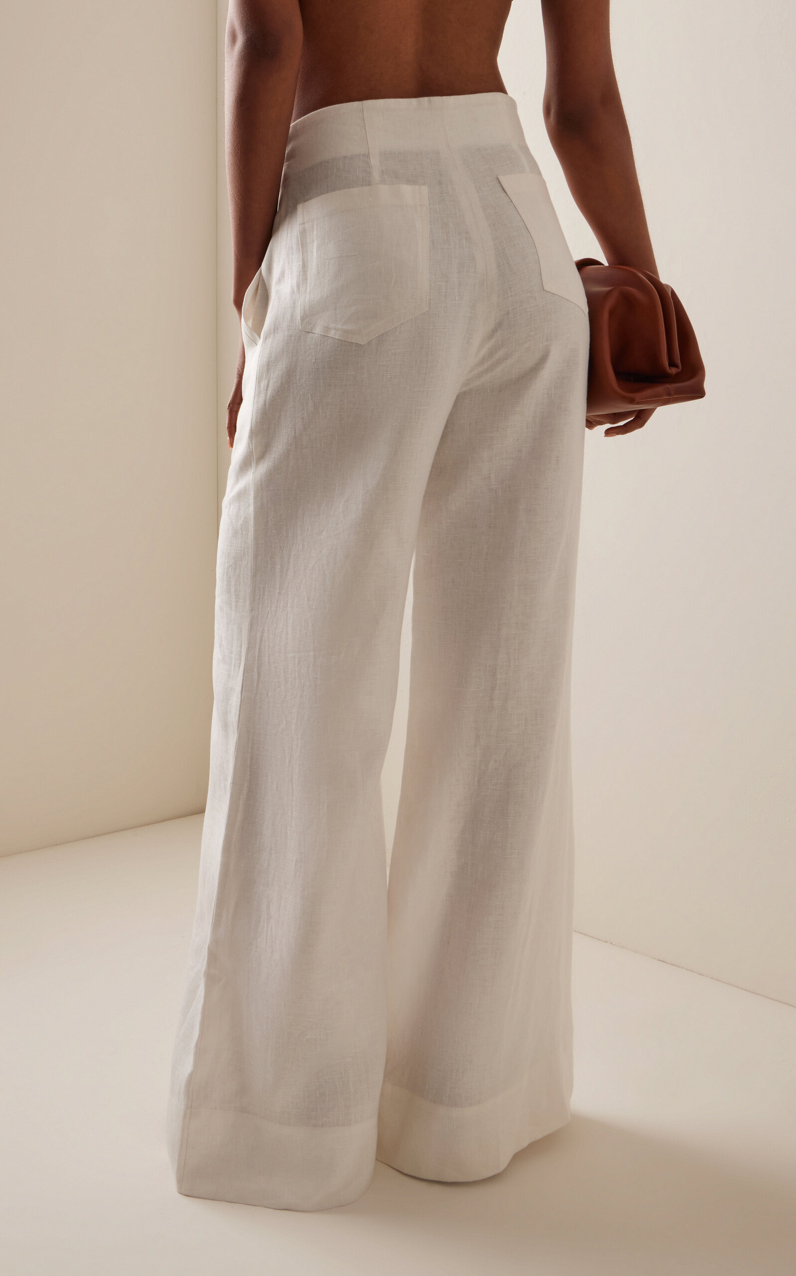 Me Hablas Linen Wide-Leg Pants off-white - 5