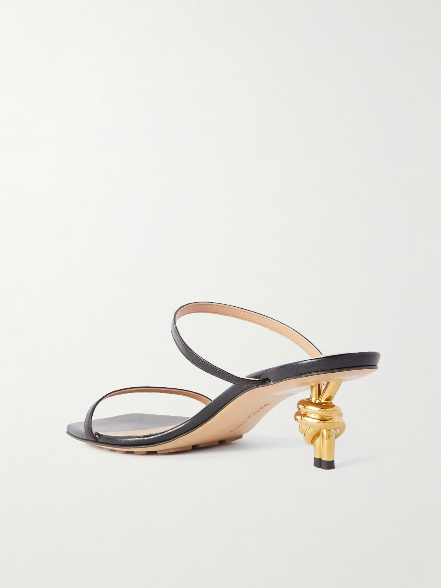 Knot leather sandals Black - 3