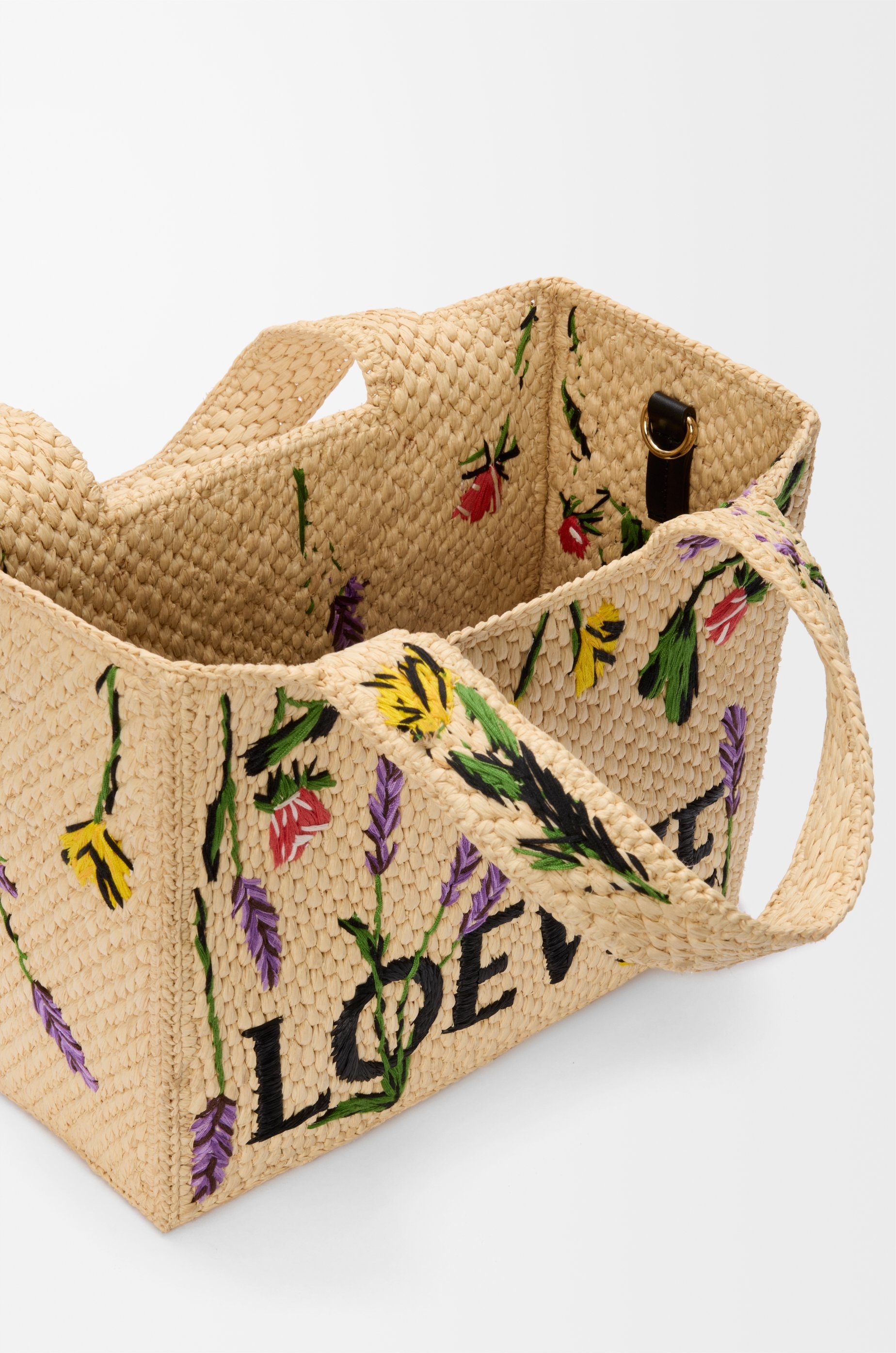 Small LOEWE Font tote in raffia - 8