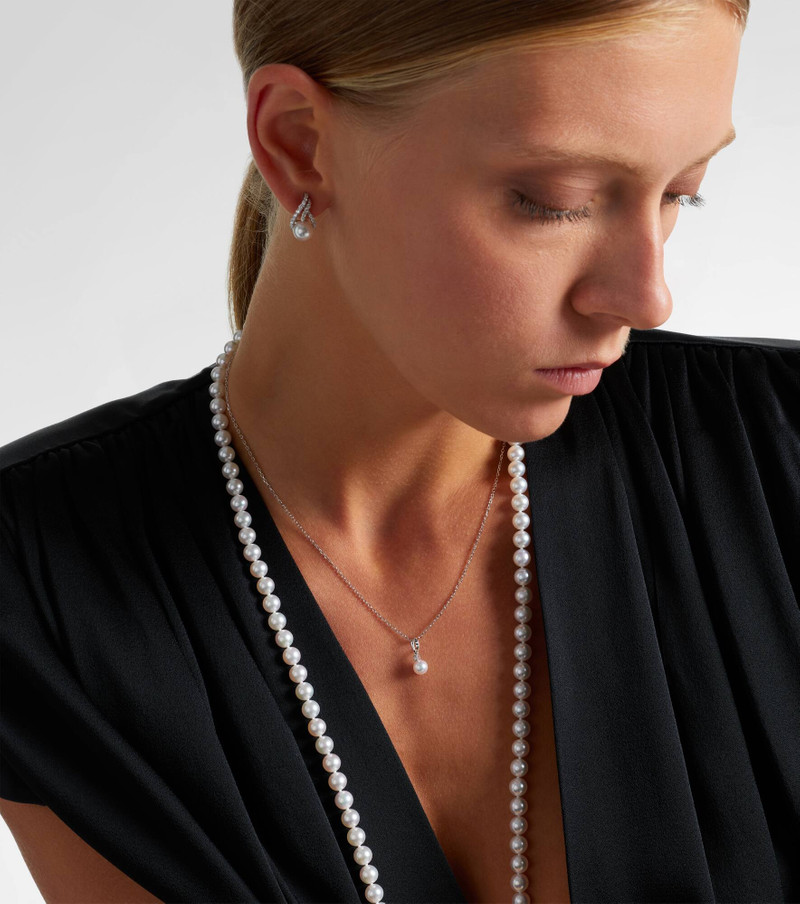 MIKIMOTO 18kt white gold necklace with pearls and diamond outlook