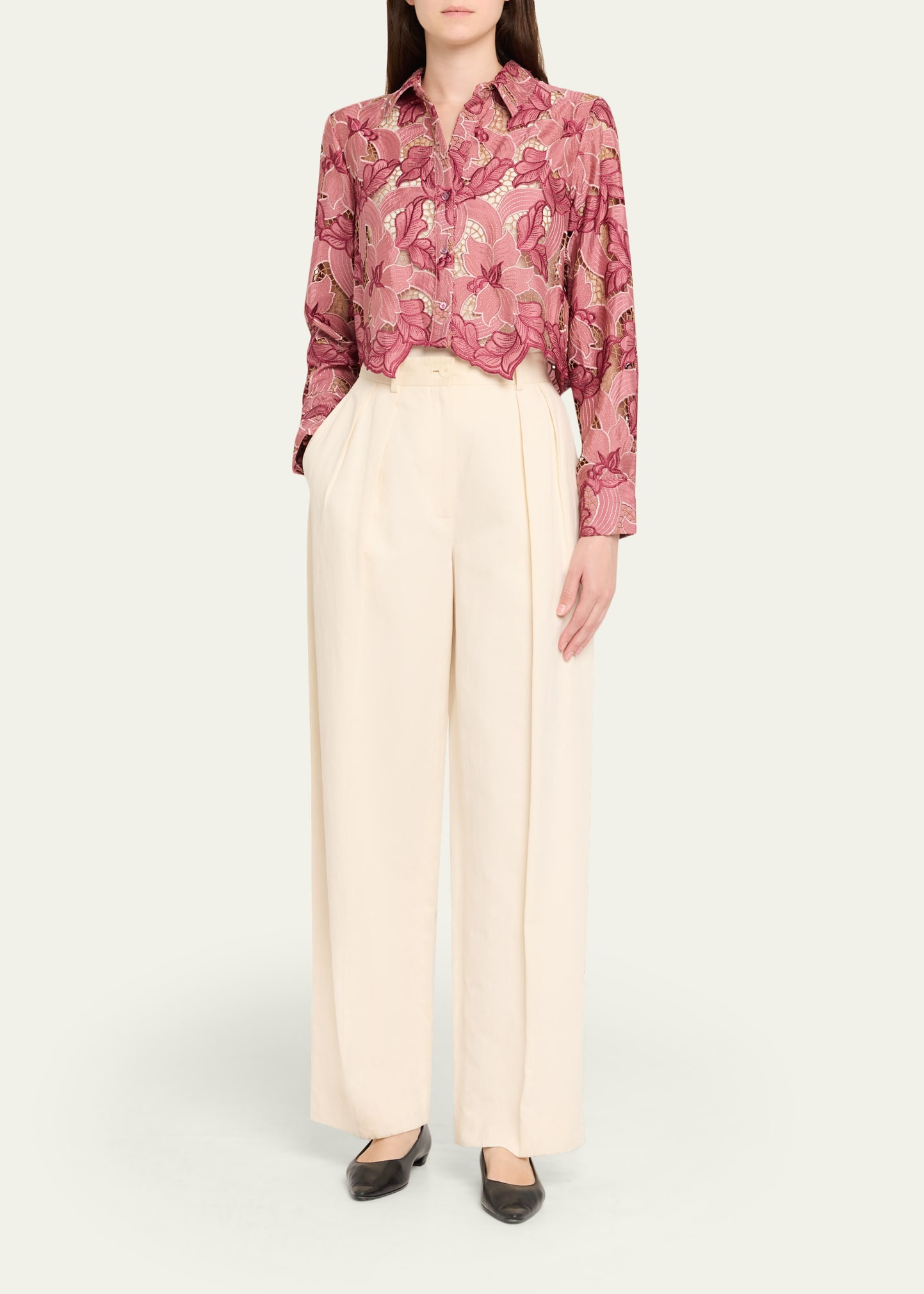 Akemi Cropped Button-Front Shirt - 2