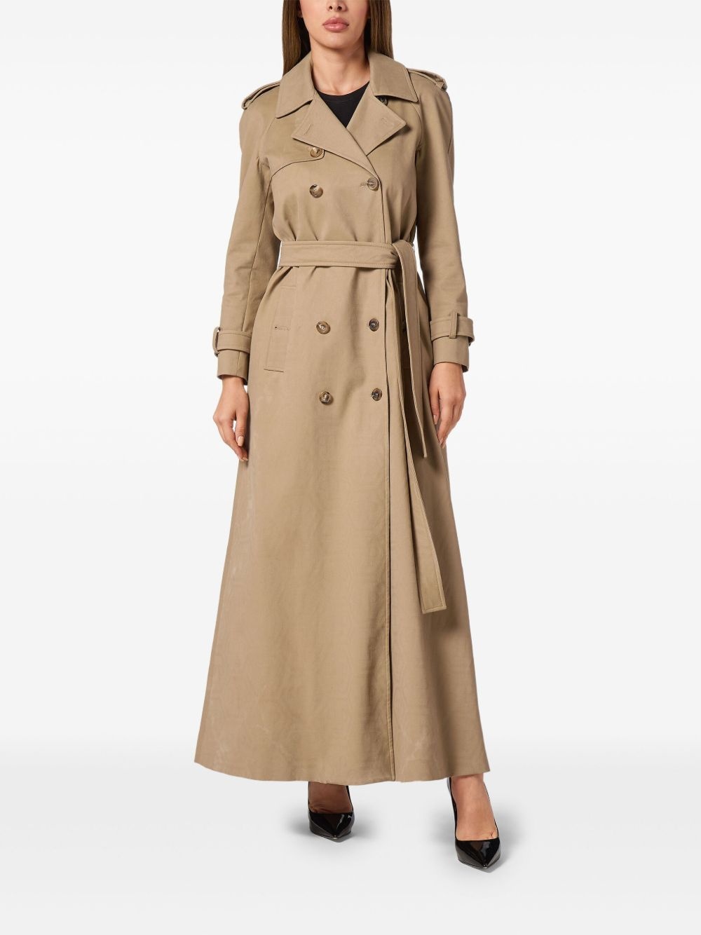 monogram long trench coat - 3