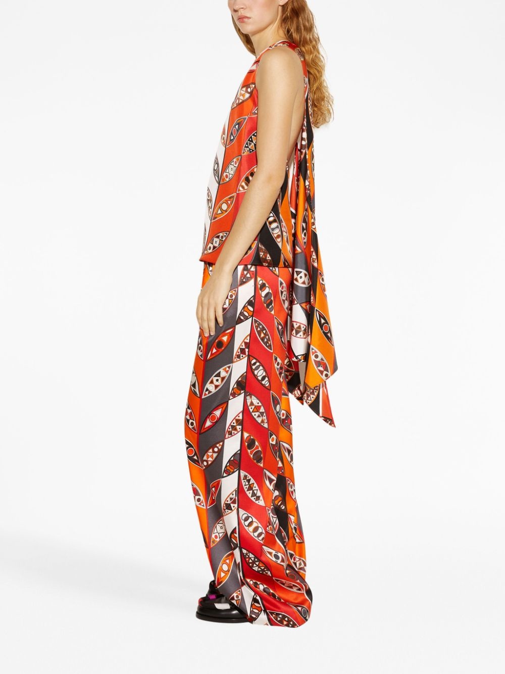 graphic-print silk sleeveless top - 3