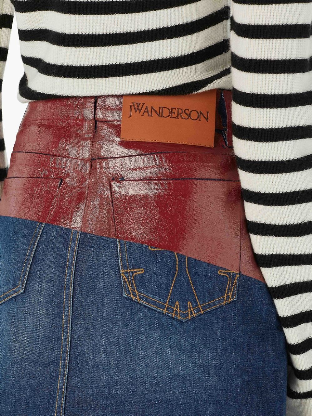 LACQUER PRINT DENIM MINI SKIRT - 5