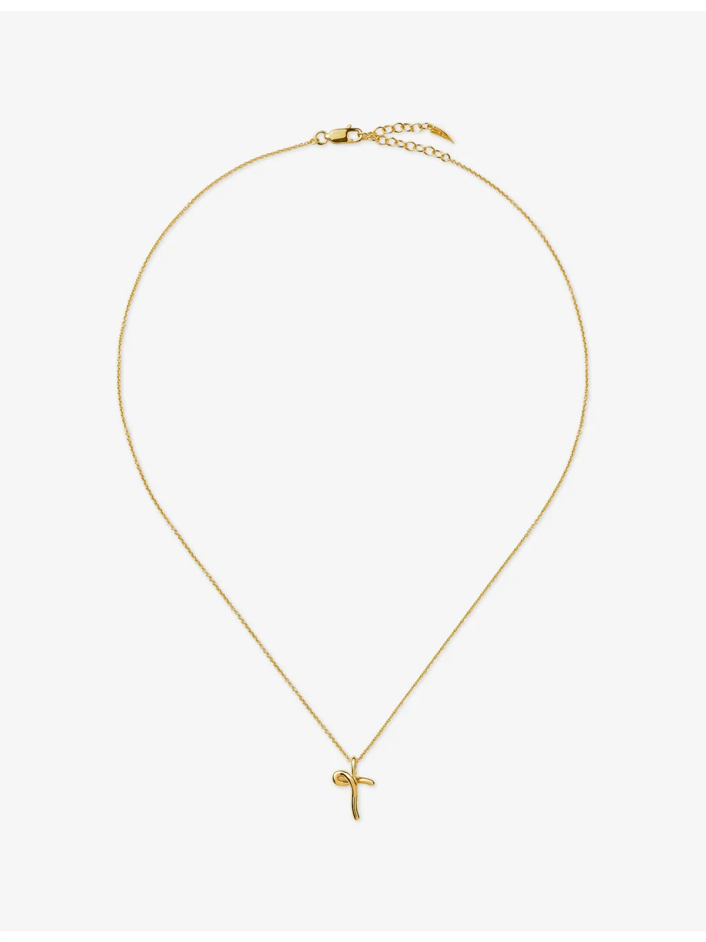 Curly Molten Mini Initial T 18ct Gold Vermeil Necklace - 1