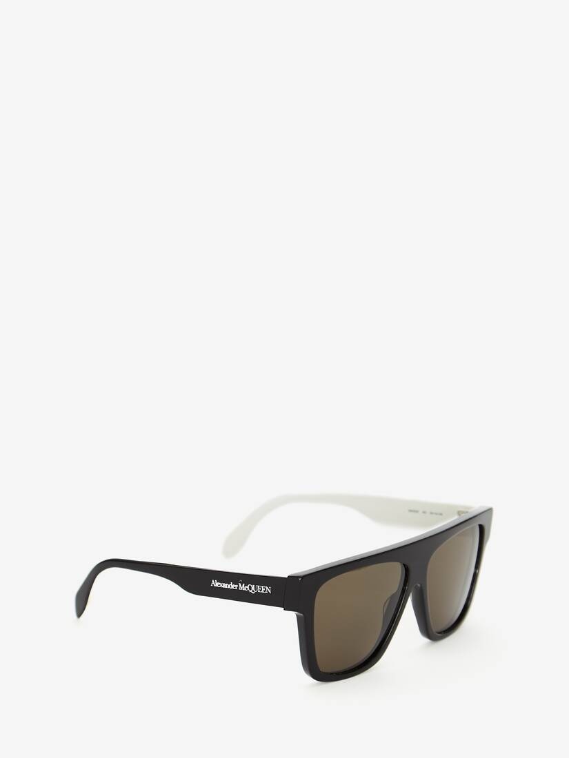 Selvedge Flat Top Sunglasses in Black/white - 3