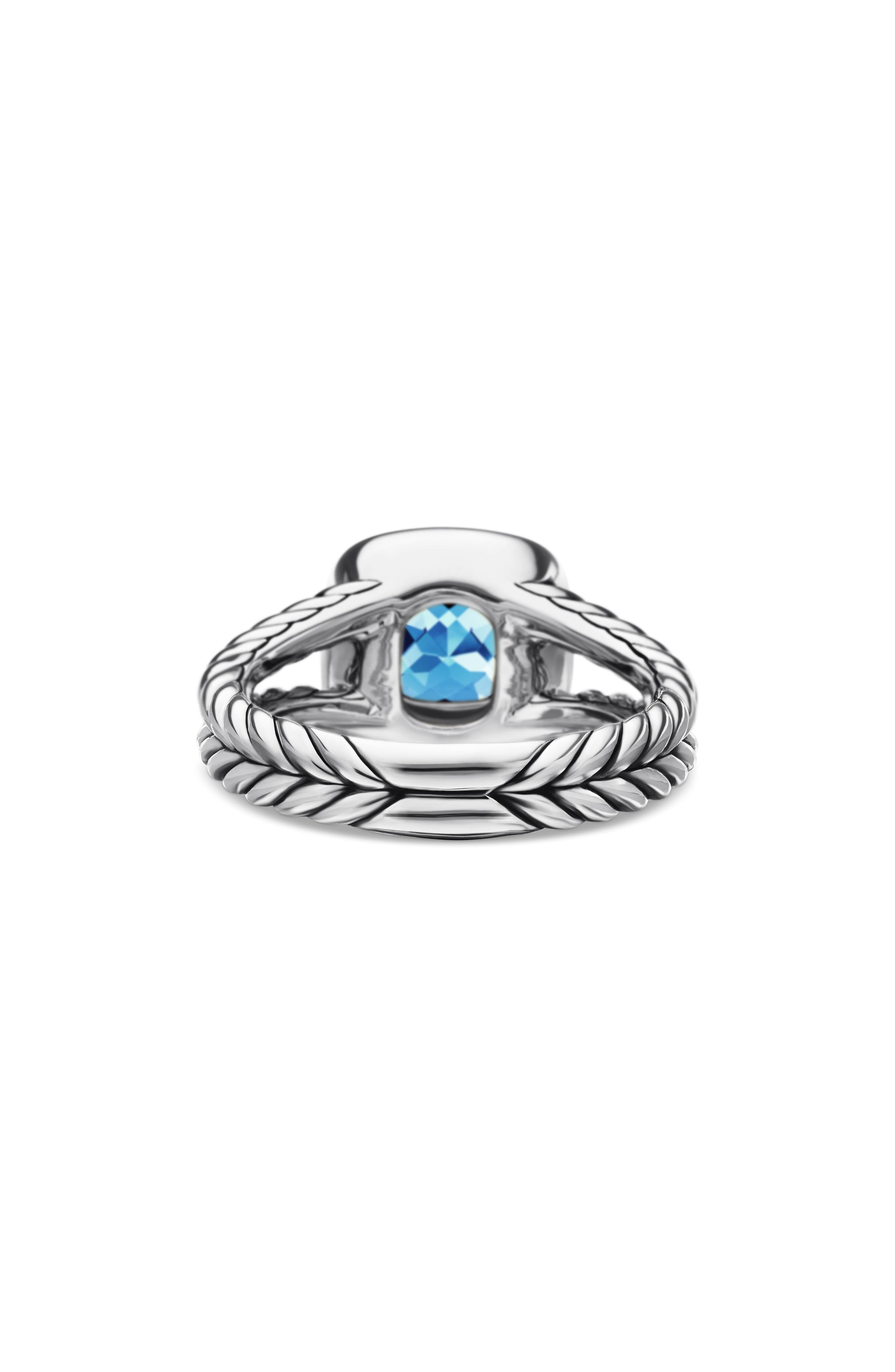 David Yurman Petite Albion® Diamond Halo Cushion Ring in Blue Topaz at Nordstrom - 7