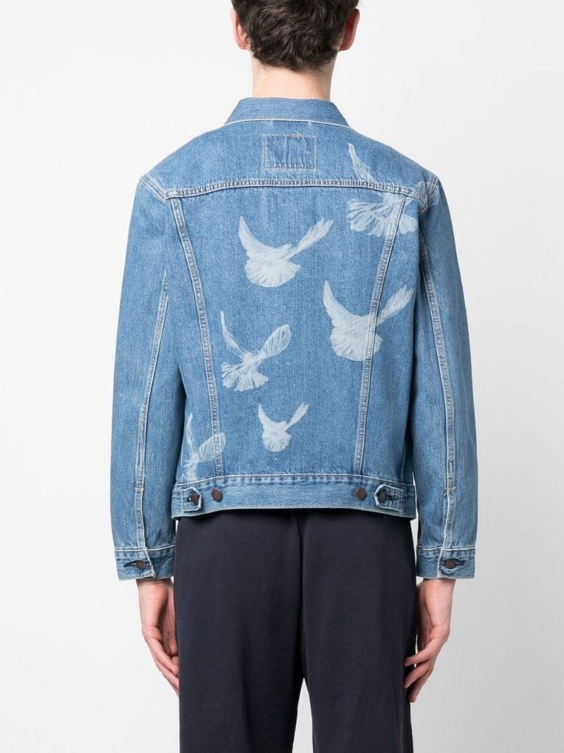 bird-print denim jacket - 4