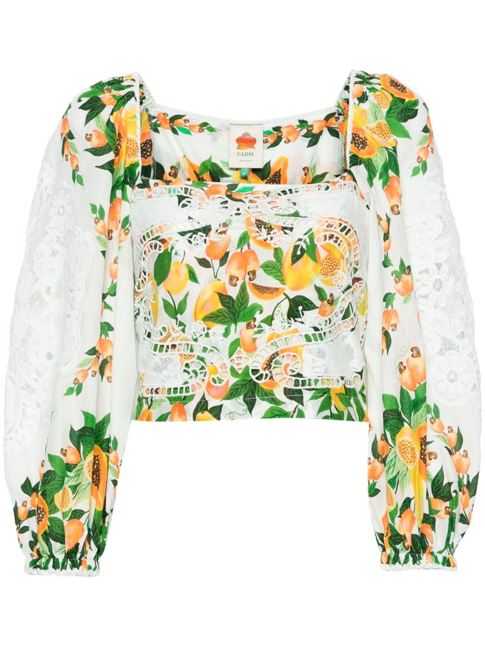 fruit-printed cropped blouse - 1