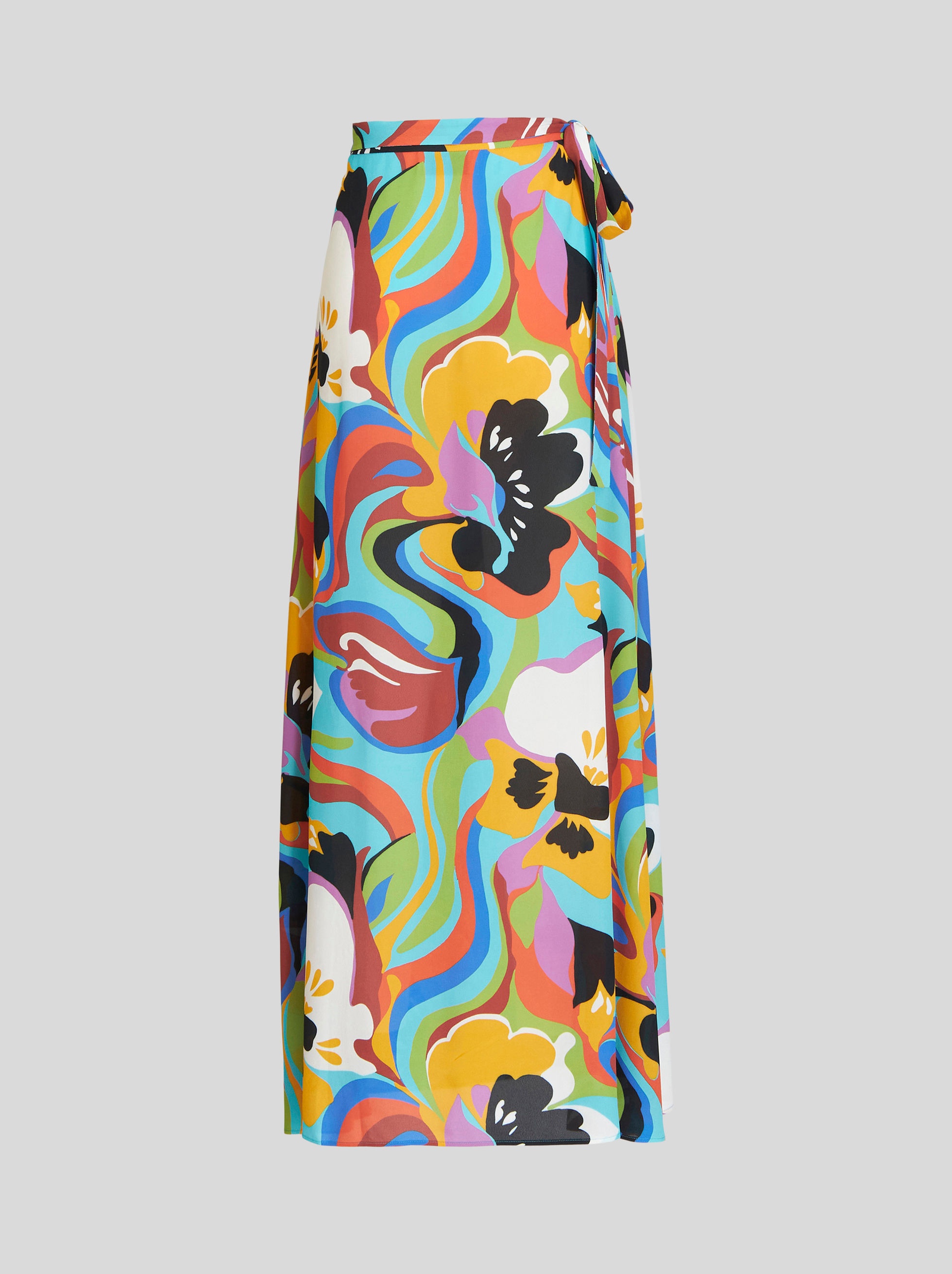 LONG WRAP SKIRT WITH FLORAL WAVES - 5