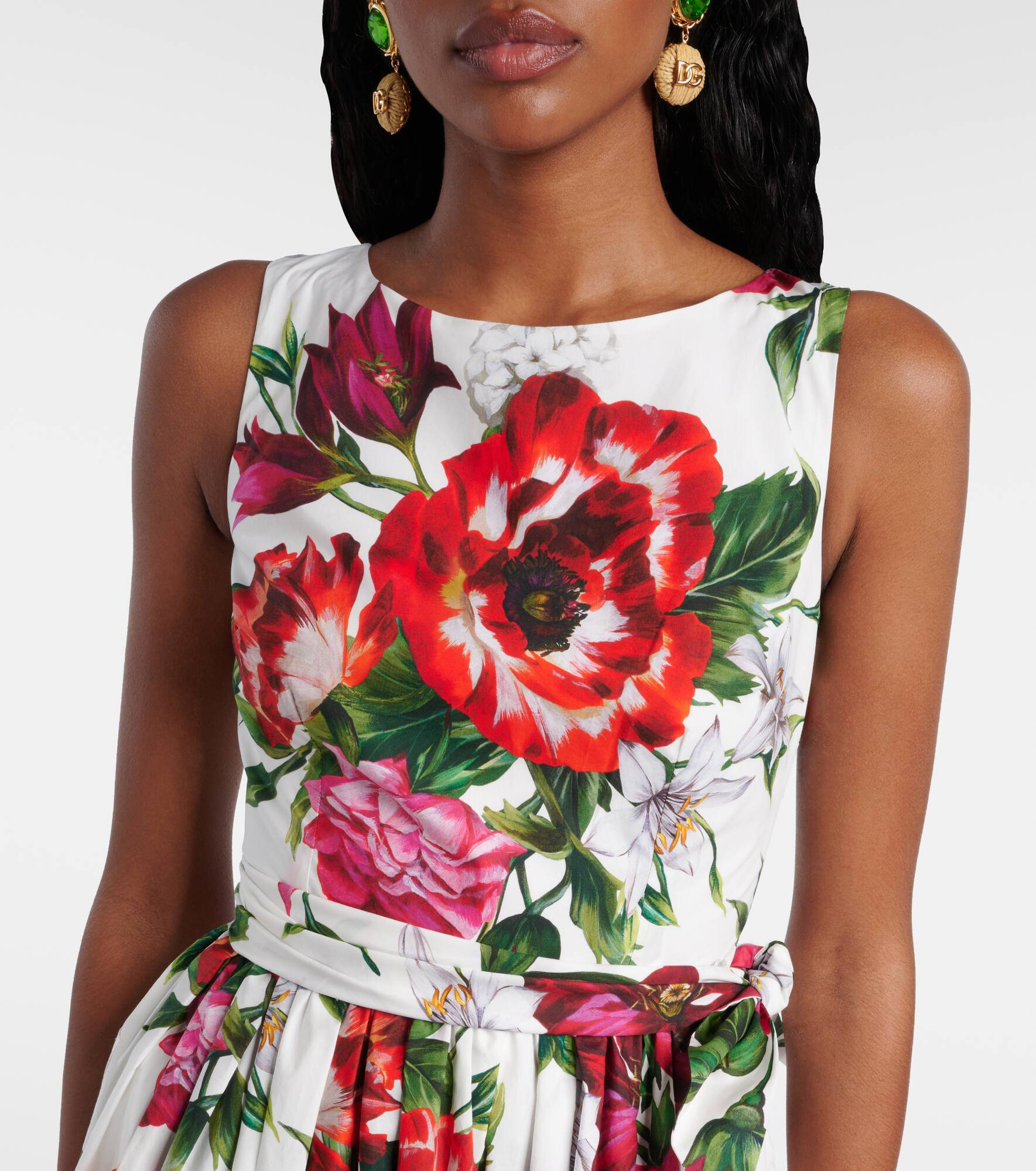 Floral cotton poplin midi dress - 4