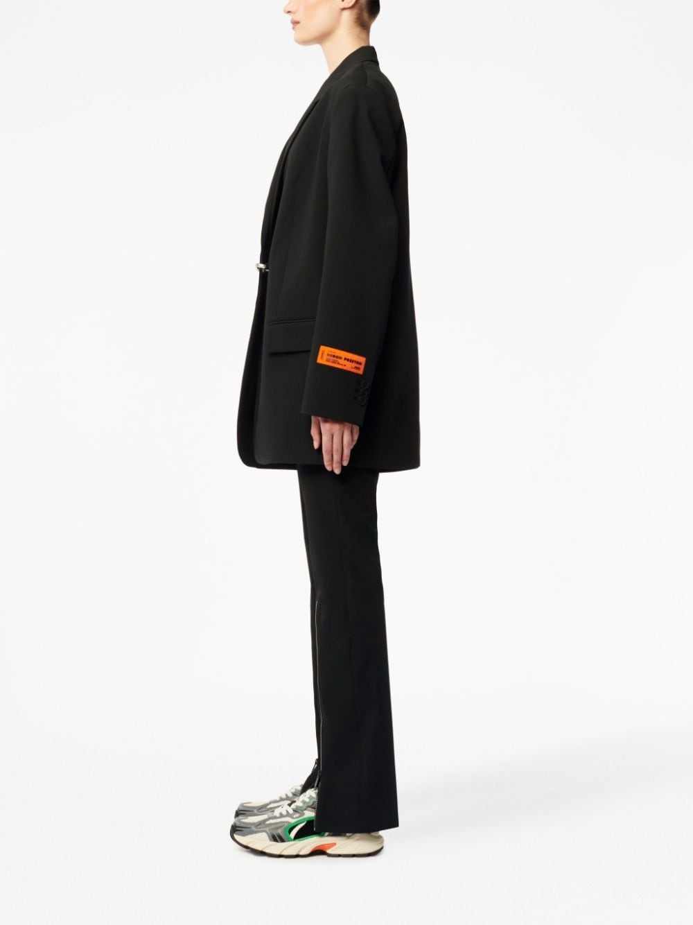 logo-patch zip-up trousers - 3