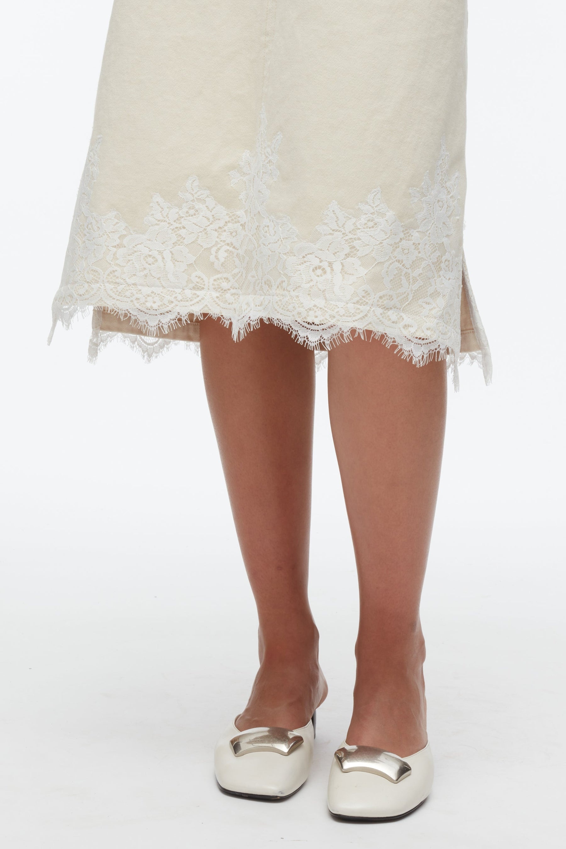 Denim Slip Dress With Lace - 5