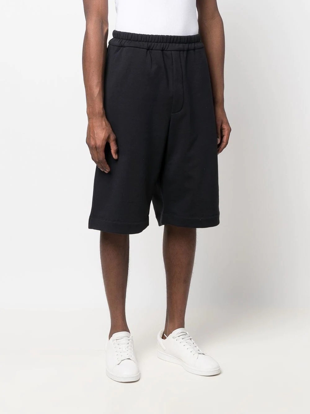 knee-length cotton track shorts - 3