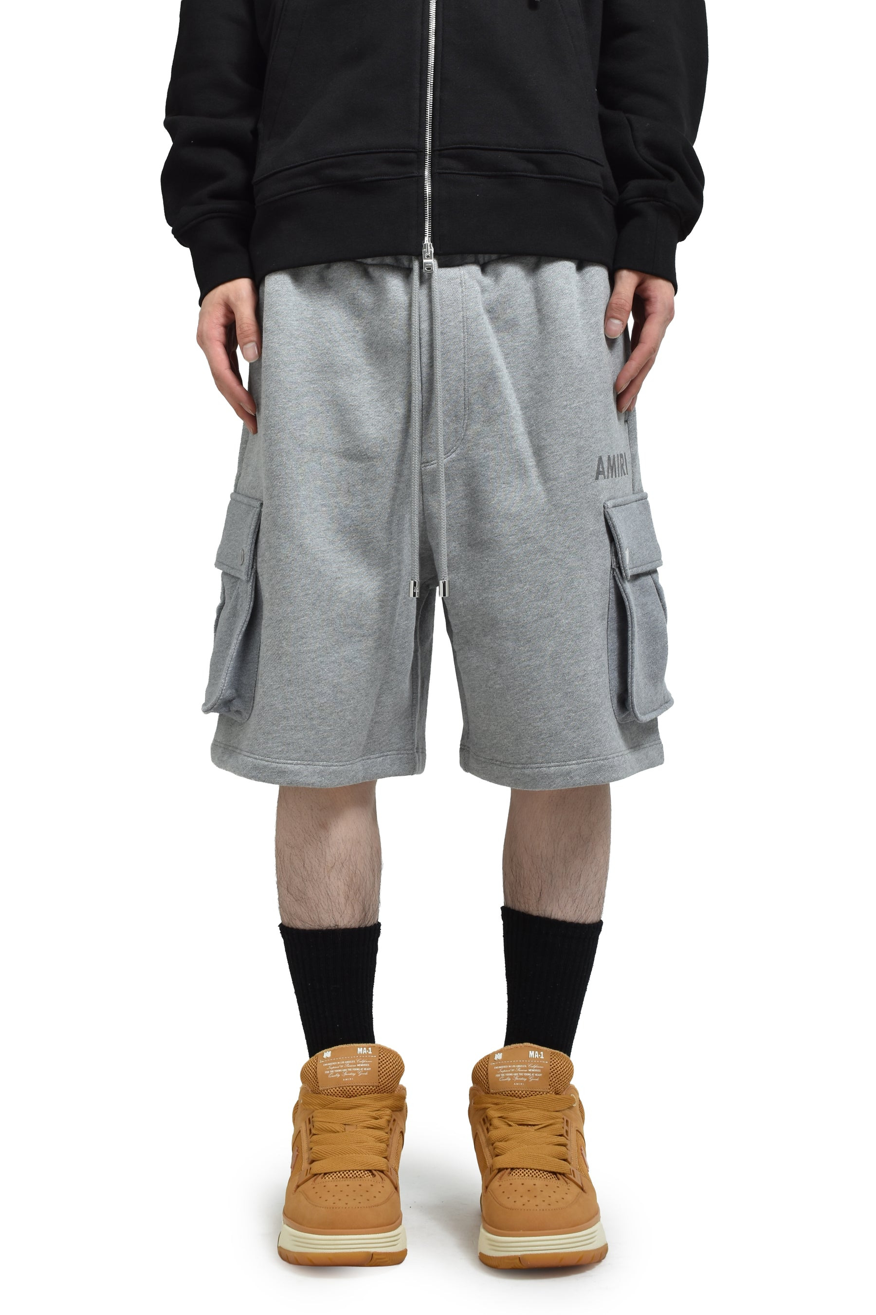 AMIRI STENCIL CARGO SHORT / GRY - 1