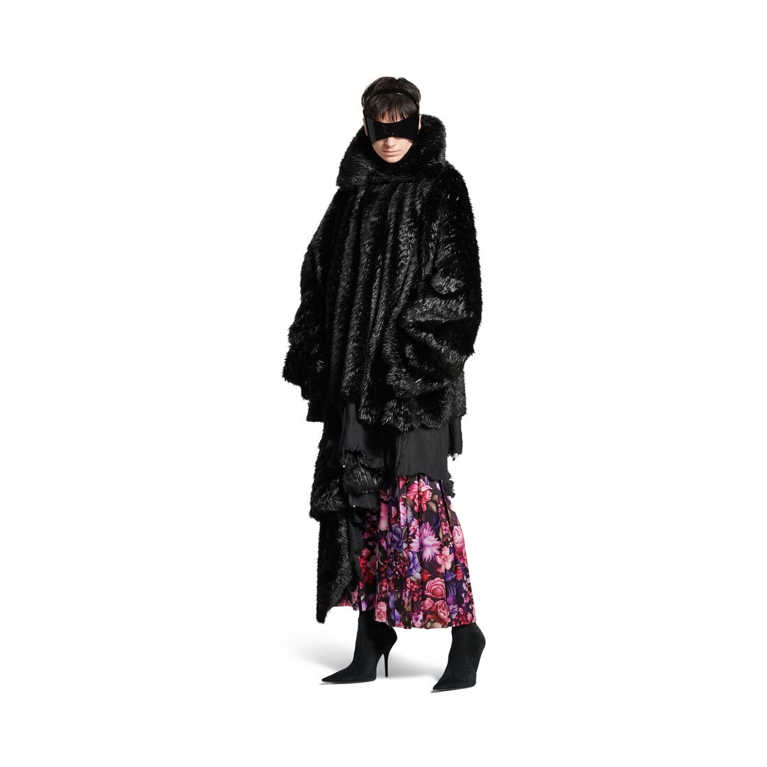 Women's Synthetic Furry Jacket in Black - 2