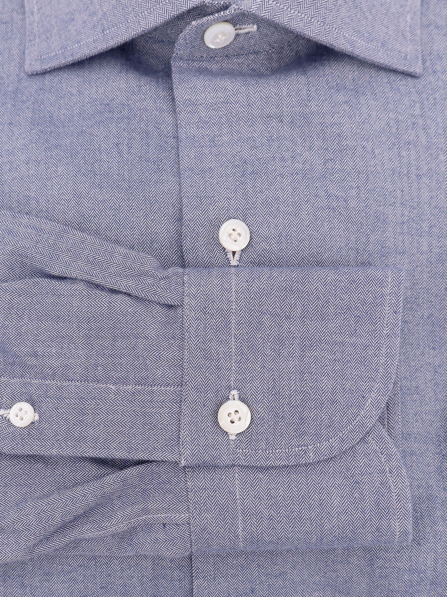 FINAMORE - Finamore Herringbone Cotton Shirt - 3