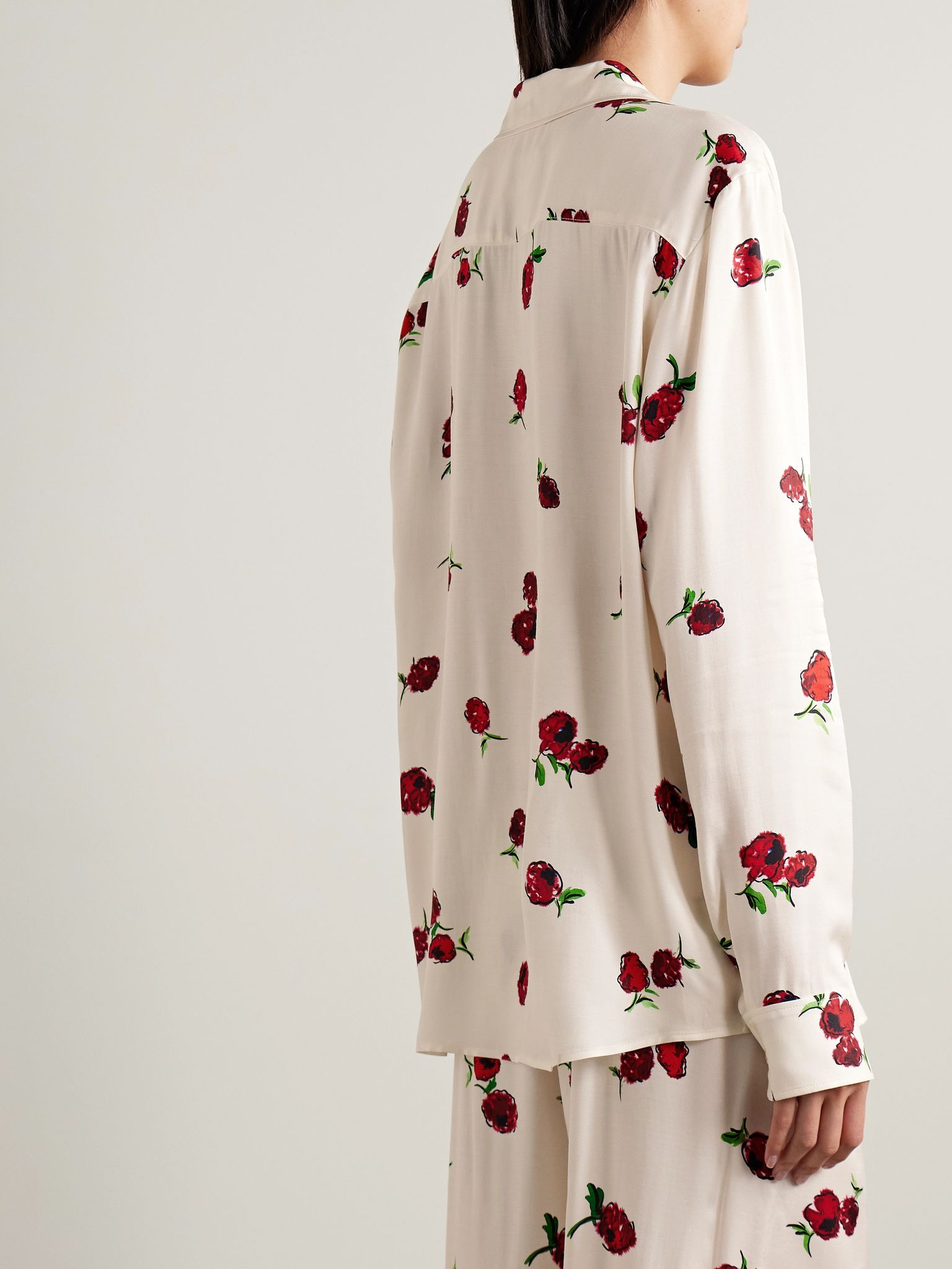 Argo printed silk-twill shirt Ecru - 3