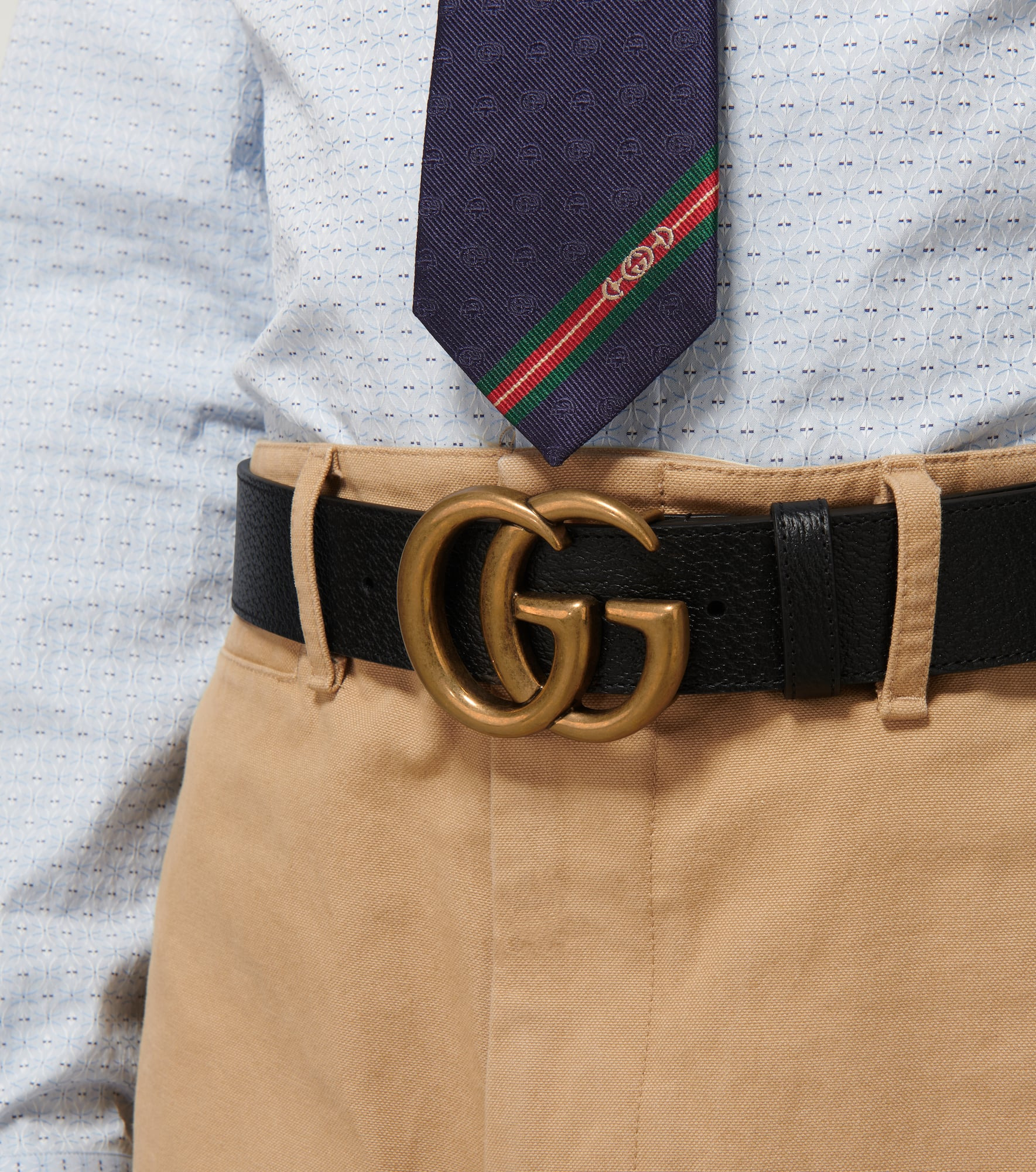 Leather belt with Double G buckle - 3