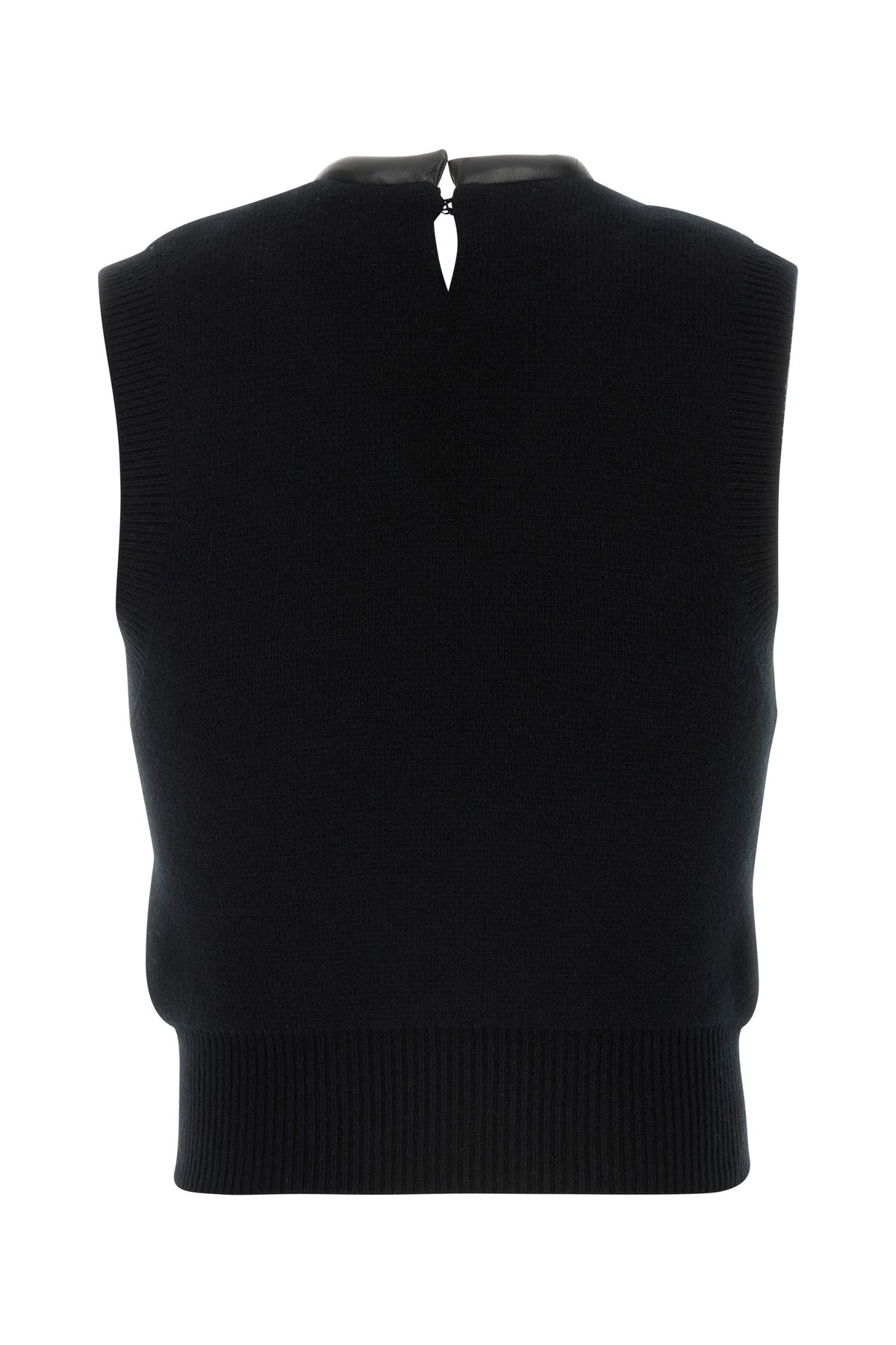 Black stretch wool blend vest - 2