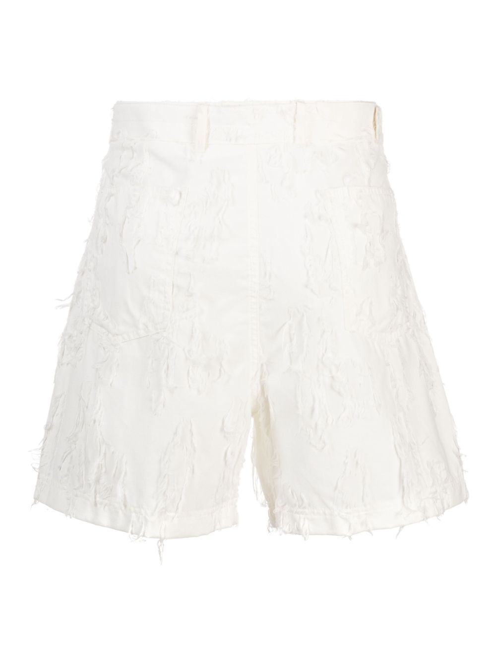 distressed belted cotton shorts - 2