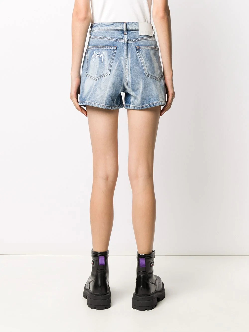 embroidered-logo denim short - 4