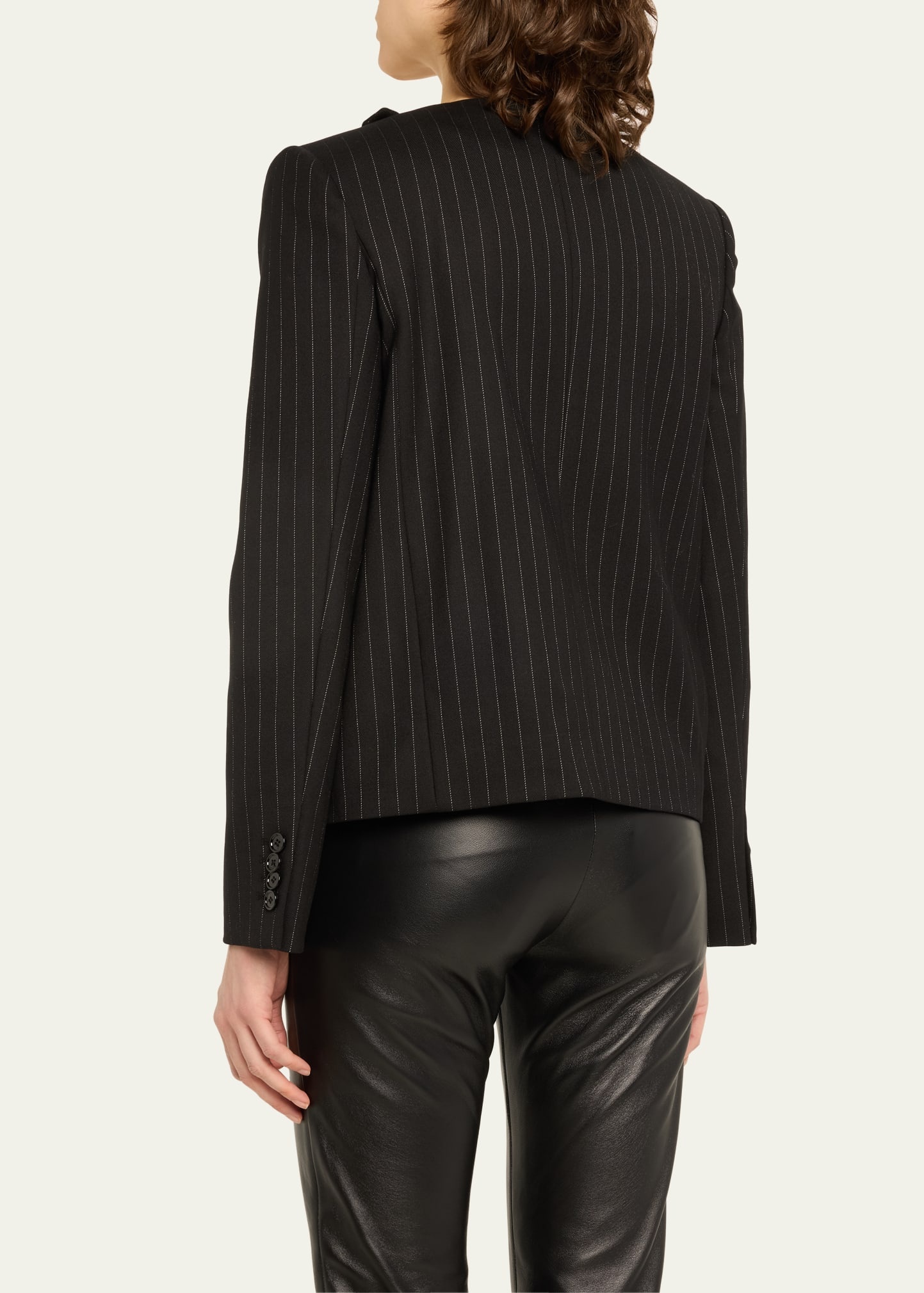 courrèges Pinstripe Buckle Tailored Wool Jacket