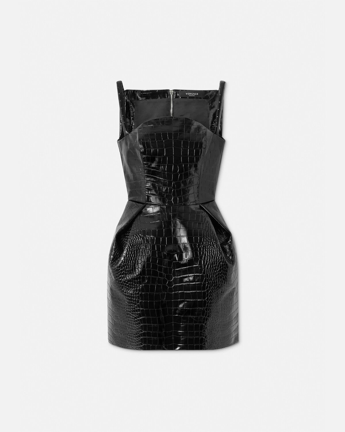 Croc-Effect Leather Mini Dress - 1