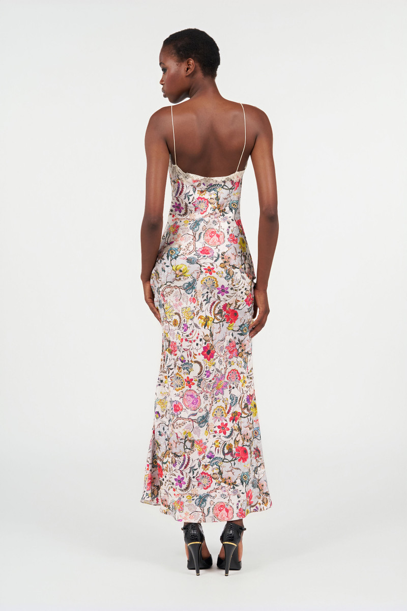 Long Silk Dress with Florentine Flowers Print 4