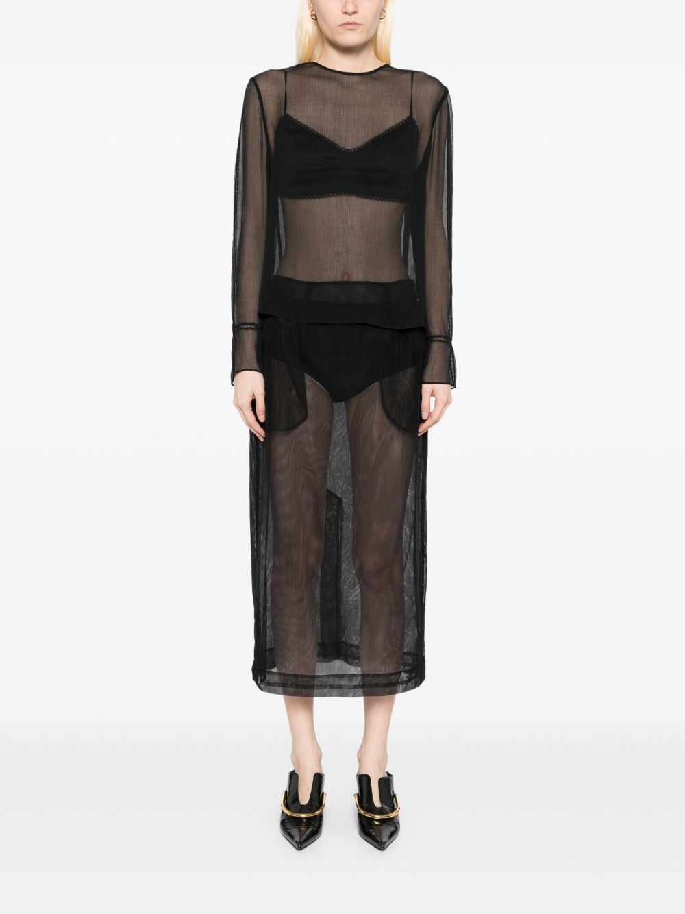 chiffon lace-trim blouse - 2