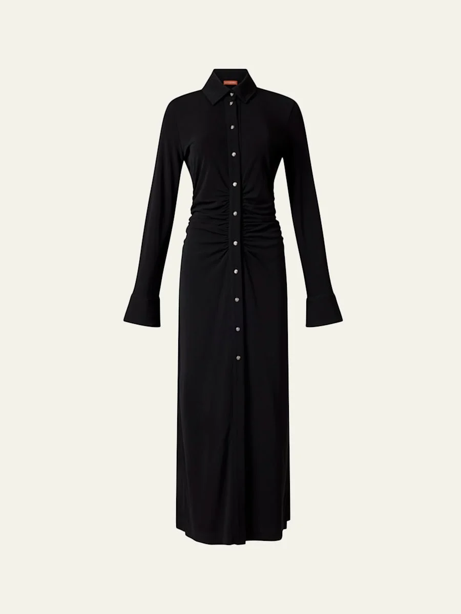 Claudia Ruched Long-Sleeve Shirtdress - 1