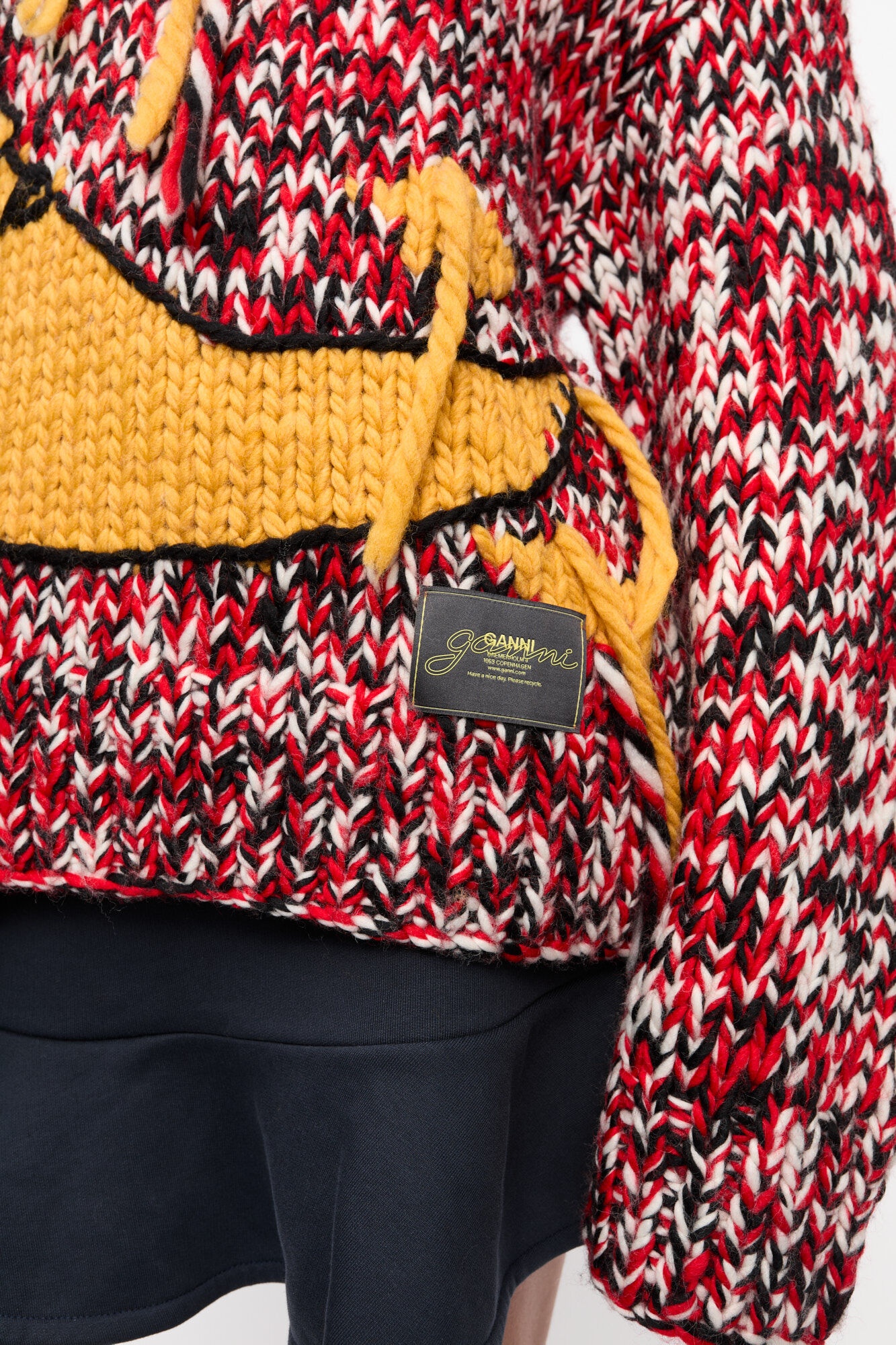 RED HANDKNIT HIGH NECK SWEATER - 5